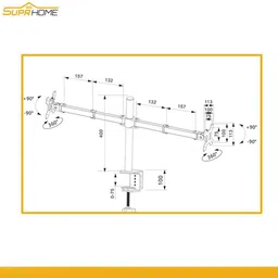 SUPRHOME Desk Monitor Stand for 10-30 inches LED, LCD, Smart TVs, Computer Monitors Dual Arm Monitor Mount |Monitor Stand with 360° Rotation & Adjustable Height Steel Desk Stand Rotatable Laptop Stand with Adjustable Height Compatible with Universal Laptops image 4