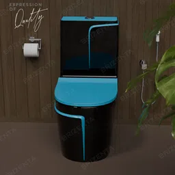 brizenta 31027 Ceramic Zed Black commode with T.Blue Line Finishing 31027 Western Commode image 2