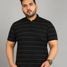 metronaut plus Plus Size Men Striped Polo Neck Cotton Blend Multicolor T-Shirt-picture-11