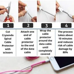 CoverLelo (Pack of 3) 1.5 Meter/ 150 cm Shinning Spiral Cable Protector image 4