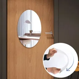 leeyaenterprise 30 cm Oval Shape Sticker Mirror Self-Adhesive Plastic Mirror Flexible Double-sided Sticker image 3