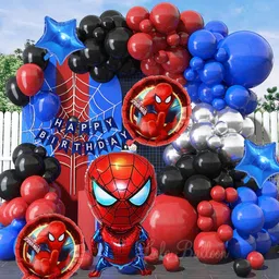 inispire2fashion Solid Adorable Spiderman Theme Birthday Decoration Combo Kit for Kids Balloon-picture-18