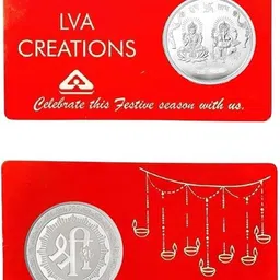 lva creations 2 gm pure silver coin lakshmi ganesh bar 999 bis hallmarked coin for gift 2 gram laxmi ganesh bar for gift 2 g Silver Coin image 3