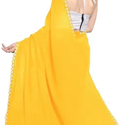 mirchi fashion Embellished, Solid/Plain Bollywood Georgette Saree image 2