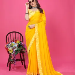 niseful Solid/Plain Bollywood Georgette Saree image 2