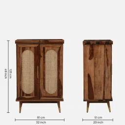 woodsworth from pepperfry Caserta Sheesham Wood Bar Cabinet In Rustic Teak Finish image 2