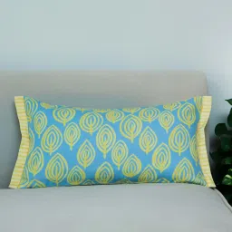 Blue Traditional Canvas 22 x 12 Inches Cushion Cover by Zeba image 1