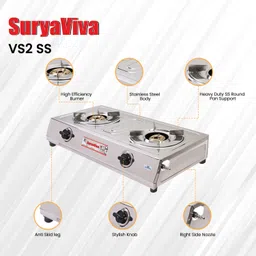 suryaviva VS2 2B combo with Cooker 3 Ltr (Aluminium) Stainless Steel Manual Gas Stove image 5