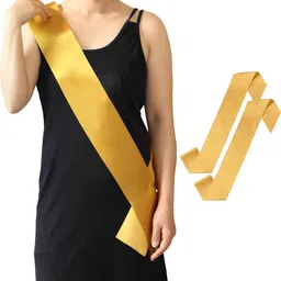 Plain Satin Sashes Golden 3.9 inch Wide and 60 inches long DIY Pack of 2-image-11