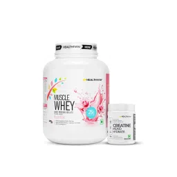 Healthfarm Muscle whey Rose Milk 2kg + Creatine 100gms Combo-image-7