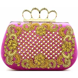 tooba handicraft Party Pink Clutch-picture-15