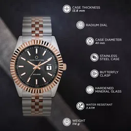 Carlington exclusive Series Premium Gents Wrist Analog Watch - For Men 8811 Two Tone Black image 4