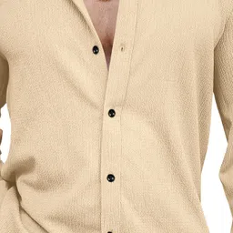khushi creation Men Regular Fit Solid Curved Collar Casual Shirt image 3