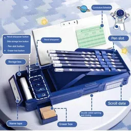 helistr Space Theme Pencil Box For Kids Compass For Boys & Girls Return Gifts for Kids Accessories Art Plastic Pencil Box image 3