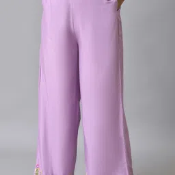 Women Regular Fit Purple Viscose Rayon Trousers-picture-12