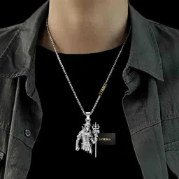 divine rudras Shiv Pendant/Locket for Men and Women, Mahadev Bholenath Bhagat Locket Silver Stainless Steel Locket image 2