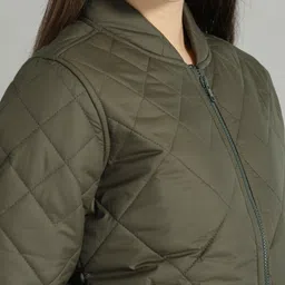 roadster Women Solid Quilted Jacket image 2
