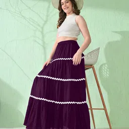 amar fashion Women Solid Regular Purple Skirt image 3