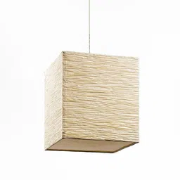 oorjaa Cube (Large) Stainless Steel & Banana Fibre Pendant Hanging Light image 2