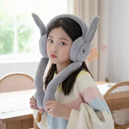 jency innovate Grey Moving Ears Air Pump Earmuff for Girls/Women Winter Cute Furr Design Ear Muff image 4
