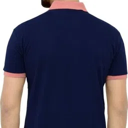 3bros Men Striped Polo Neck Cotton Blend (220 gsm) Orange T-Shirt image 2