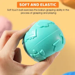 hasthip 6 Pcs Squeeze Ball Toys with Black and White Flash Card Bath Toy Color Ball Toy Rattle image 4