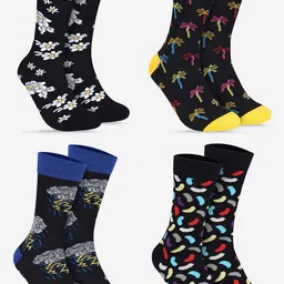 TOFFCRAFT Unisex Pack Of 4 Patterned Calf Length Socks-image-70
