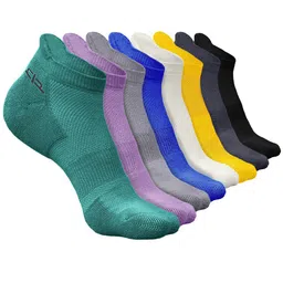 Heelium Men Pack Of 8 Self-Design Breathable Padded Base Ankle-Length Sports Socks-picture-34