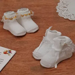 Yellow Bee Girls Pack Of 2 Cotton Patterned Cotton Ankle Length Socks-image-30