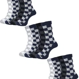 Dollar Socks Men Pack Of 4 Checked Calf-Length Socks-picture-19
