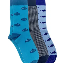Mint & Oak Men Pack of 3 Cotton Patterned Calf-Length Socks-picture-29