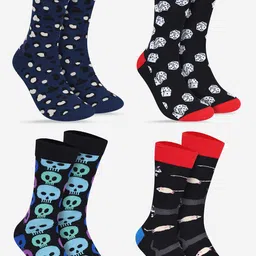 TOFFCRAFT Unisex Pack Of 4 Patterned Calf Length Socks-image-34