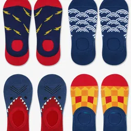 TOFFCRAFT Pack of 4 Patterned Cotton Shoe Liners Socks-image-14