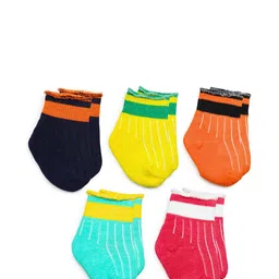 BAESD Infants Pack Of 5 Striped Cotton Ankle Length Socks-image-1