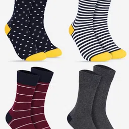 TOFFCRAFT Unisex Pack Of 4 Patterned Calf Length Socks-image-64