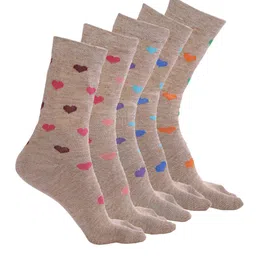 MARC Women Pack Of 5 Brown Patterned Calf Length Socks-picture-15
