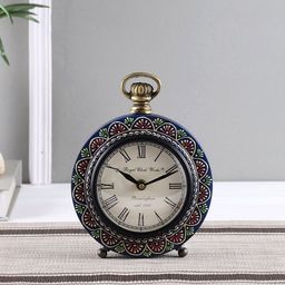 Aapno Rajasthan Blue & Green Textured Traditional Table Clock-picture-17