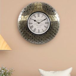 Aapno Rajasthan Gold-Toned & White Embellished Vintage Wall Clock-picture-30