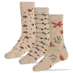 RC. ROYAL CLASS Women Pack Of 3 Beige Patterned Calf-Length Socks-picture-18