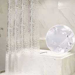 CASA-NEST Transparent Long lasting Shower Curtains With Hooks-picture-35