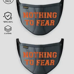 Bewakoof Grey & Orange Pack of 2 Reusbale Cloth Masks-image-5