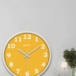 OLIVE TREE White & Yellow Contemporary Round Wall Clock image 4
