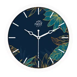 nest ART Blue & White Natural Flowers Printed Contemporary Wall Clock image 5