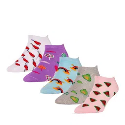 RC. ROYAL CLASS Girls Printed Set Of 5 Cotton Ankle-Length Socks image 3