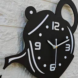 FASTQT Black & White Analogue Contemporary Wooden Wall Clock image 5