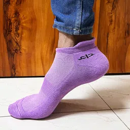 Heelium Men Pack Of 5 Self-Design Breathable Padded Base Ankle-Length Sports Socks image 5