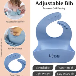 lilytots Silicone Bib for Babies & Kids - Adjustable, Soft Edge, Food Catcher for Feeding image 2