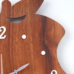 FASTQT Brown & White Textured Wooden Contemporary Wall Clock image 4