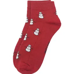Mint & Oak Men Red & White Patterned Ankle Length Socks image 2