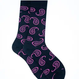 Soxytoes Men Black & Purple Patterned Calf-Length Socks image 3